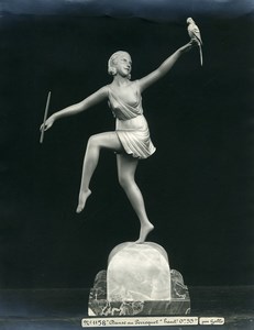 France Paris Art Deco Atelier Cadran création de Gallo Danseuse Perroquet Ancienne Photo 1930