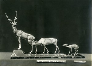 France Paris Art Deco Cadran Workshop Irenée Rochard Deer Family Old Photo 1930