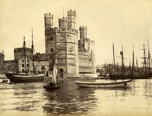 United Kingdom Wales Carnarvon Castle Sailboats Old Photo Bedford 1875