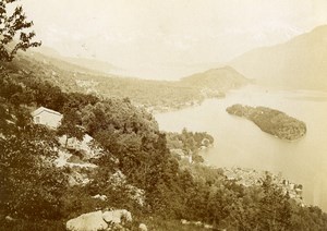 Italy Tremezzina Como Lake Panorama Old Cabinet Photo Nessi 1880