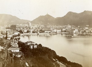 Italy Bellagio Como Lake Panorama Old Cabinet Photo Nessi 1880