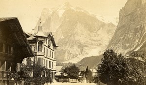 Switzerland Grindelwald & Wetterhorn Mountain Old Cabinet Photo Charnaux 1880