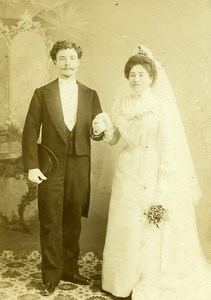 France Niort Portrait Wedding Leon Marie Deguin Old Cabinet Photo Richard 1890