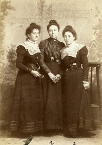 France Niort Portrait 3 Sisters Hennequin Old Cabinet Photo Duburguet 1890