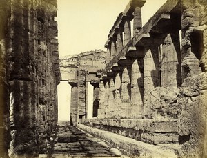 Italy Napoli Naples Pestum Temple of Neptune Old Albumen Photo 1880