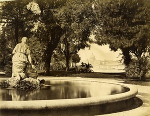 Italy Rome Roma Pincio Fountain St Peter Old Albumen Photo 1880