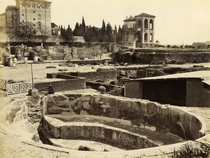 Italy Rome Roma Vasca del Palazzo dei Flavi sul Palatino Old Albumen Photo 1880