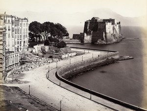 Italy Napoli Naples Castel dell'Ovo Castle Old Albumen Photo Sommer 1880