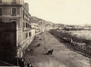 Italy Naples Napoli Riviera di Chiaia Old Albumen Photo Sommer 1880