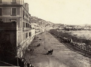 Italy Naples Napoli Riviera di Chiaia Old Albumen Photo Sommer 1880