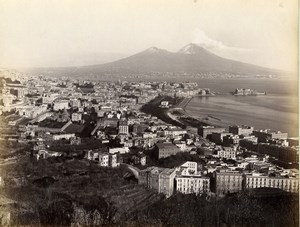 Italy Naples Napoli Panorama Vesivius Vesivio Volcano Albumen Photo Sommer 1880