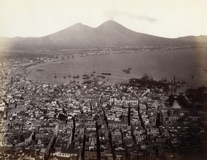 Italy Naples Napoli Panorama Vesivius Vesivio Volcano Albumen Photo Sommer 1880