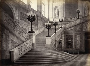 Italy Naples Napoli Royal Palace Staircase Palazzo Old Albumen Photo Sommer 1880