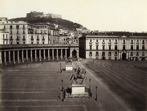 Italy Naples Napoli San Francesco di Paola Old Albumen Photo Sommer 1880