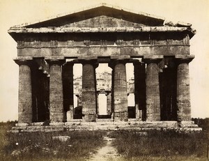 Italy Paestum Pesto Basilica Temple Old Albumen Photo Sommer 1880