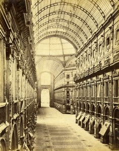 Italy Milano Milan Galleria Vittorio Emanuele II Old Albumen Photo Sommer 1880