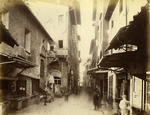 Italy Florence Firenze Market Via degli Strozzi Old Albumen Photo Brogi 1880
