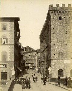 Italy Florence Firenze Via Tornabuoni Animated Old Albumen Photo 1880