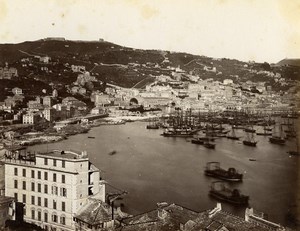 Italy Genoa Genova General View panorama Old Albumen Photo Sommer 1880