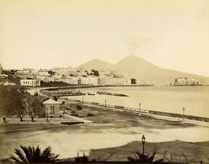 Italy Naples Napoli Vesuvius from Grand Hotel Albumen Photo Achille Mauri 1870