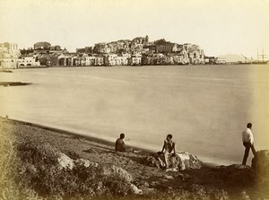 Italy Pozzuoli Panorama Old Albumen Photo Achille Mauri 1870