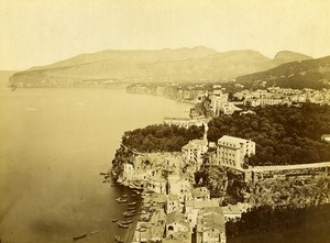 Italy Sorrento Panorama Old Albumen Photo Achille Mauri 1870