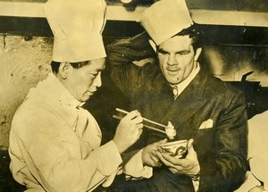 UK London Boxer Freddie Mills at his Chinese restaurant Old Photo 1947