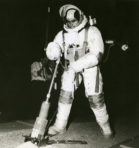 Moon Space Astronaut Harrison Schmitt Training Aseptic Sampler NASA Photo 1969