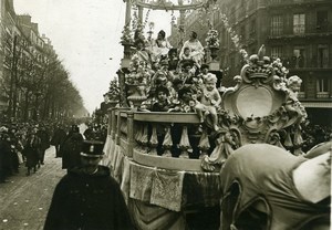 France Paris Easter Mid Lent Carnival Queens Float Old Photo Trampus 1919