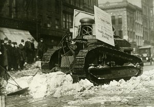 USA New York Reusing Tanks for Snow Removal Snowplow Old Photo Trampus 1920