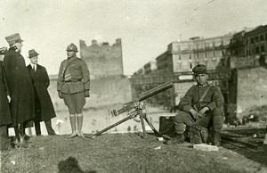 Italy Railway Strike Guards at a Bridge Old Photo Trampus 1920