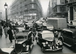 France Paris Transport Workers Strike Traffic Jam near la Bourse Old Photo 1951