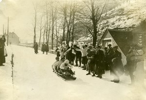 France Pyrenees Cauterets Bobsleigh Race Old Photo 1910