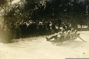 France Pyrenees Cauterets Bobsleigh Race Old Photo 1910