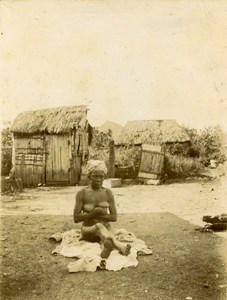 Sub-Saharan Africa Female Nude Study Village Huts Old Photo 1890