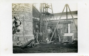 France Lille Workers Building Monumental Chimney Real Photo Postcard 1930
