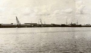 Indonesia Medan Harbour Panorama Wharf Belawan Deli River Old Photo 1930