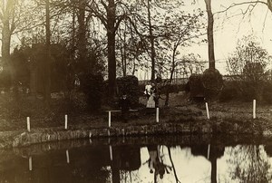 France Lille Family in Garden by Pond Old Amateur Photo 1896