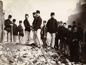 France Lille Fire Department Firemen at work Old Amateur Photo 1896
