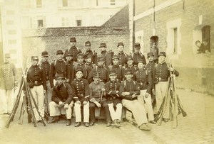 France Lille Caserne Vandamme Soldiers in Uniform Old Amateur Photo 1896