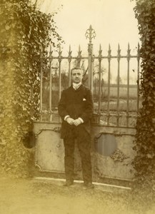 France Lille Man Standing by Gate Old Amateur Photo 1896