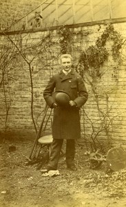 France Lille Man in Garden Old Amateur Photo 1896