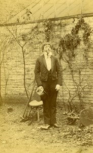 France Lille Costumed Man in Garden Old Amateur Photo 1896