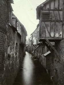 France Pont Audemer Riviere de la rue de la Licorne Old Photo 1890