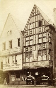 France Reims Market Place Shops Magasins Restaurant Old Photo 1890