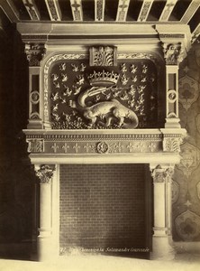 France Blois Castle Fireplace Crowned Salamander Cheminée Old Photo 1890