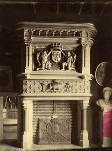 France Blois Fireplace Angels holding Badge Cheminee Old Photo 1890