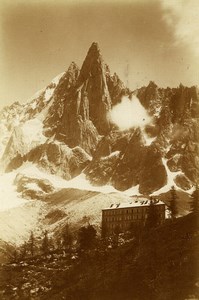 France Alps Chamonix Aiguille du Dru Mountain Old Photo 1910