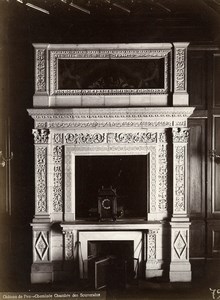 France Chateau de Pau Castle Chambre des Souverains Fireplace Old Photo 1890