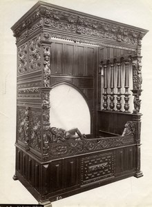 France Château de Pau Castle Jeanne d'Albret's Bed Old Photo 1890